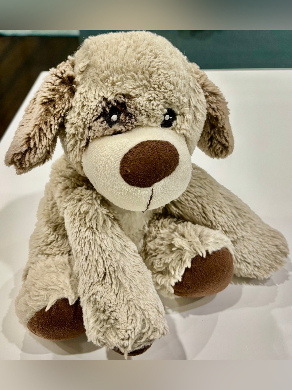 Plush Gray & Brown Squeaky Dog Stuffed Pet Toy from “Wags and Purrs” by Kellytoy